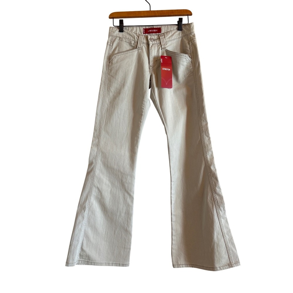 Levi's Low Slouch Stretch Flare Jeans Beige Bootcut NWT Jr Size 1 Medium